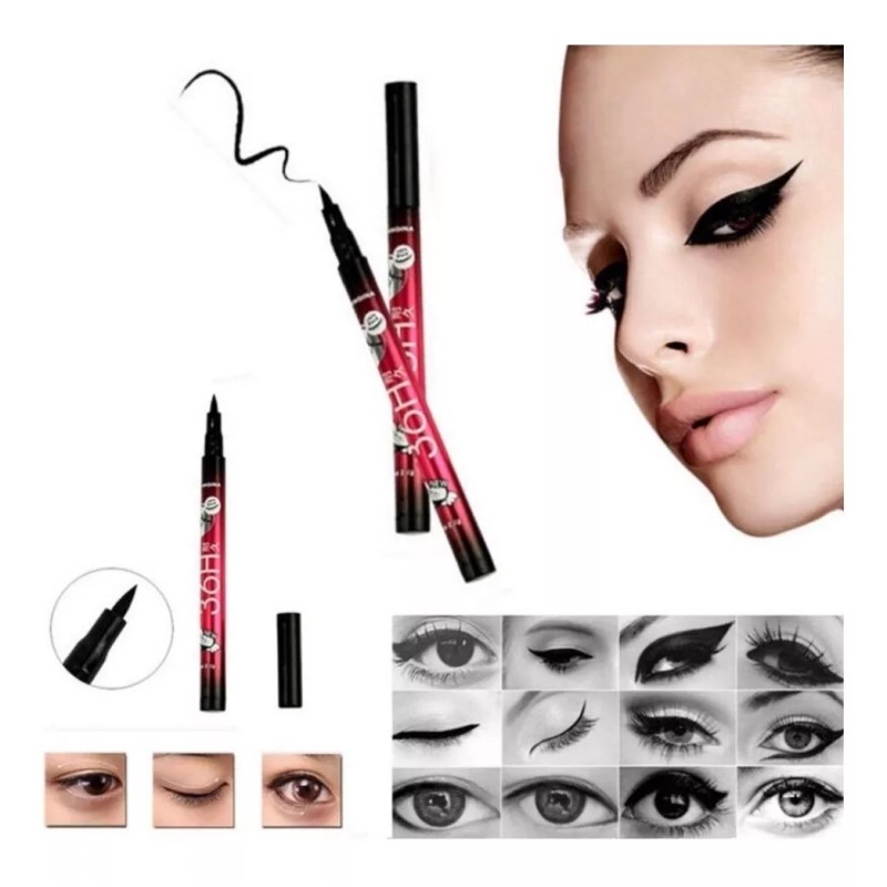 36H 12pcs Delineador Tipo Plumón Negro Larga Duración 36h