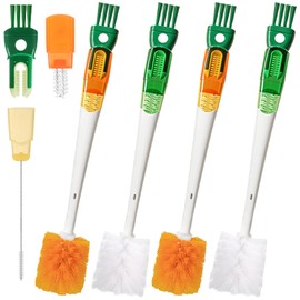 Bottle Cleaning Brush 4 PCS Long Handle Bottle Brush 5 in 1 Detachable Bottle Scrubber Brush with Nipple Brush, U-Shaped Brush, Bottle Gap Brush, Straw Brush