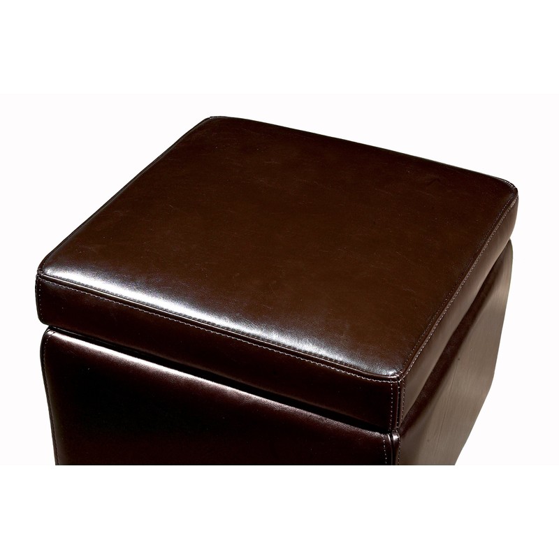 Wholesale Interiors Full Leather Ottoman, Dark Brown