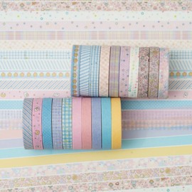 YUBX 20 Rolls Thin Washi Tape Set, Masking Tape, Antique Pattern, Decorative Tape, Colourful for DIY Crafts, Bullet Journals, Planners, Scrapbooking, Packaging