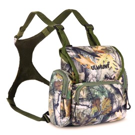 UIIHUNT Binocular Harness Chest Pack - Lightweight Bino Harness with Rangefinder Pouch - Durable Binocular Chest Packs for Hunting & More - Bino Harness Holds rangefinders, Phones, ect (Tree Camo)