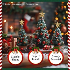 6PCS Mini Christmas Tree Topper, Small Star Tree Topper Christmas Tree Star for Small Christmas Ornaments Decorative Tree Star for Xmas Christmas Party (2.32 Inch, Glitter Gold)