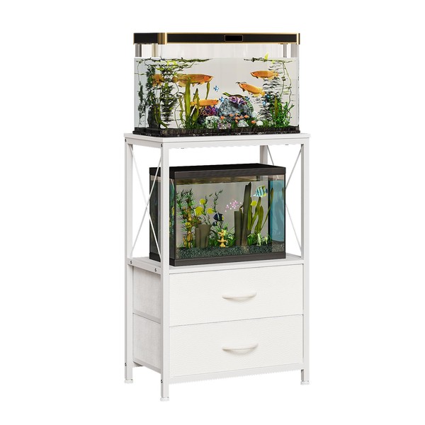 Welfuturer Fish Tank Stand 10 Gallon with 2-Tier Shelf, Aquarium