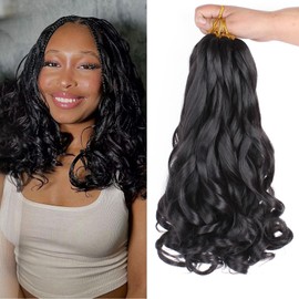 Mscat 10 Inch 8 Packs Pre Stretched French Curly Braiding Hair Loose Wave Bouncy Hair Extensions 1B#