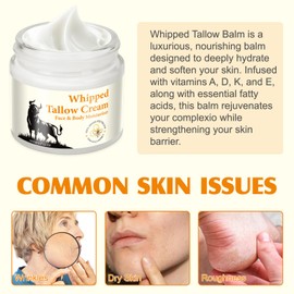 Beef Tallow Skin Care Beef Tallow Honey Balm –Deeply Nourishing Organic Grass Fed Tallow Balm Beef Tallow Cream for Face and Body Tallow Cream - Moisturizing Skin Care Cream for Dry Skin 60g