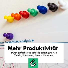 JOAM ® Neodymium Magnets - Extra High Function Thanks to Easy + Quick Attachment of Notes to Magnetic Board - Accessories for Office, Household, School - Full Colour Magnets Black