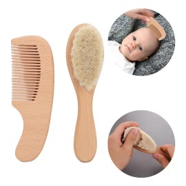 Dexano Peine y Cepillo para Bebé con Cerdas Suaves, Madera y Bambú Antifrizz–Ideal para Masajear y Relajar el Cuero Cabelludo y Cabello del Bebé, Previene Costra Láctea,Perfecto para el Cuidado Diario