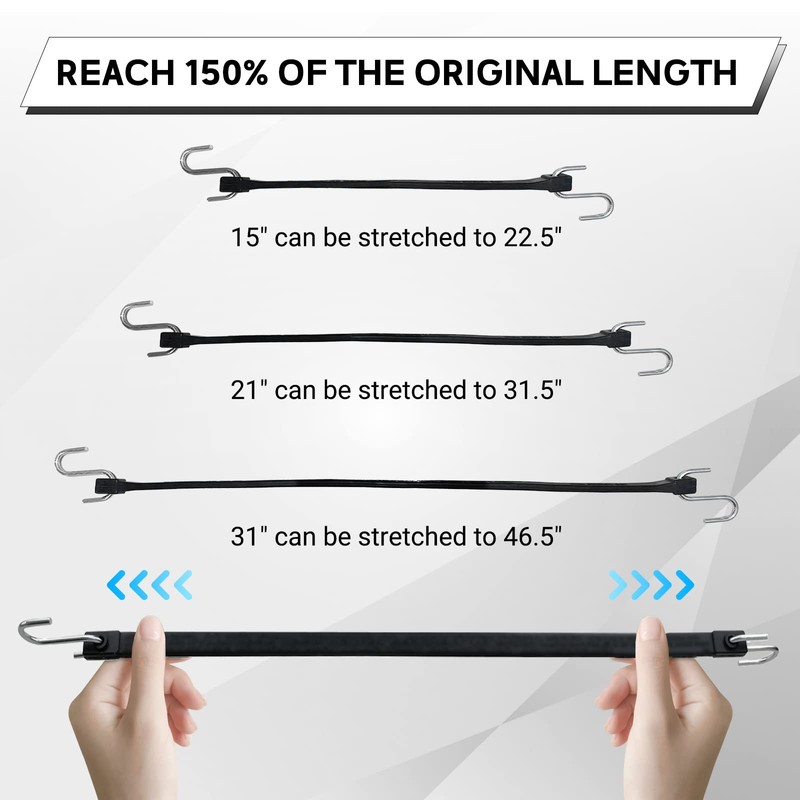 ROBLOCK 21" Rubber Tarp Straps with 150% Max Stretch, 100%