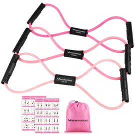 RENRANRING Figure 8 Fitness Resistance Bands with Handles - Exercise Tube Band Set of 3 for Arm and Shoulder Stretch, Rope 8 Word Elastic for Women and Men