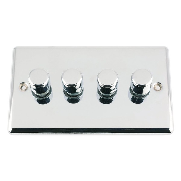 Light Dimmer Switch 4 Gang 400W (Max) - Polished Chrome