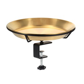 HRAYLTOP Deck Mounted Bird Bath Bird Feeder Bowl with 1.8 inch Thick Iron Clamp - Detachable Outdoor Decor for Garden Backyard Patio and Deck - Perfect for Attracting Birds