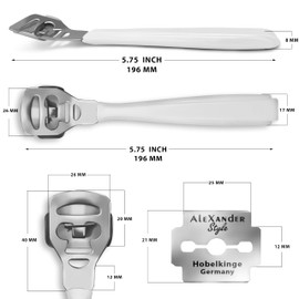 DEXSUR Precision Callus Shaver Razors with 10 Blades - Precision Tools Featuring Replaceable Blades for Long-lasting Use and an Ergonomic Design for Comfortable Grip and Control (White)