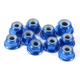 Hex Self Lock Nuts, 10 PCS, M4 Nut CNC Aluminum Flanged Nylon Lock Nut Self Locking Metal Nuts Royal Blue