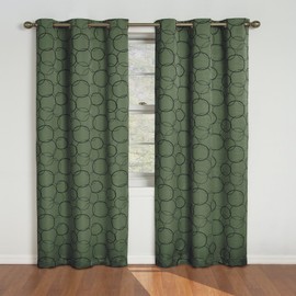 ECLIPSE Meridian Thermal Insulated Single Panel Grommet Top Darkening Curtains for Living Room, 42" x 95", Sage
