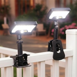 CVchancin Solar Lights Outdoor, 2 Pack Motion Sensor Clip On Lights for Fence Gutter, 92 LED 600LM IP65 Waterproof Security Lights, Solar Powered Motion Activated Light for Deck Patio Yard