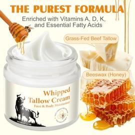 HUYEHF-Sebo de res para la piel, sebo de res 100% orgánico, bálsamo de sebo de res y miel para la piel, sebo facial, humectante facial y corporal de nutrición profunda, sebo de res f
