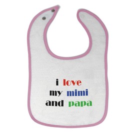 Toddler & Baby Bibs Burp Cloths Grandparents I Love My Mimi and Papa Grandparents Cotton Baby Items for Baby Girl & Boy White Soft Pink Design Only