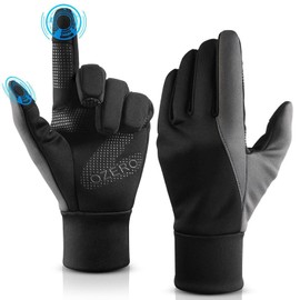 OZERO Warm Winter Gloves: Anti Slip Touchscreen Gloves Waterproof and Windproof Thermal Cycling Glove Cold Weather Running Gloves for Men Women Outdoor Walking Biking Driving - Black (XXL)
