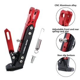 Universal Motorcycle Kickstand Adjustable Foot Side Support Parking Kickstand for Electric Motorbike Parking Foot Side Support Stand (Red)