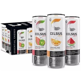 Celsius-Sparkling Core Combination Pack, Orange, Kiwi Guava, and Watermelon, 12 fl. oz., (9 pack)