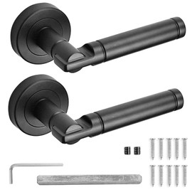 Decoranddecor Enigma Round Door Handles – Aluminium Matt Black Internal Handle Sets with Lock and Keys – Sleek Design for Wooden Interior Doors