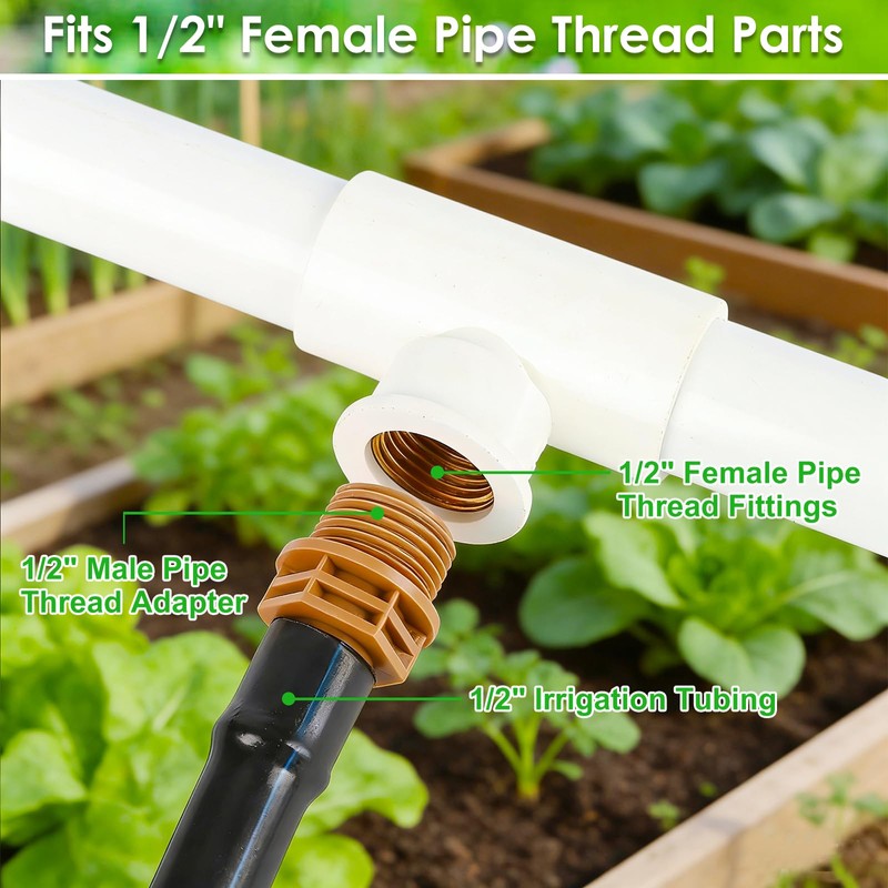 JAYEE 1/2 Inch Drip Irrigation Fittings to 1/2 Inch Male