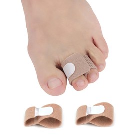 Hammer Toe Straightener, Hammer Toe Splints, Toe Cushioned Bandages for Correcting Hammer Toes, Broken Toes, Crooked Toes & Overlapping Toes - PEDIMEND (2PCS, Beige)