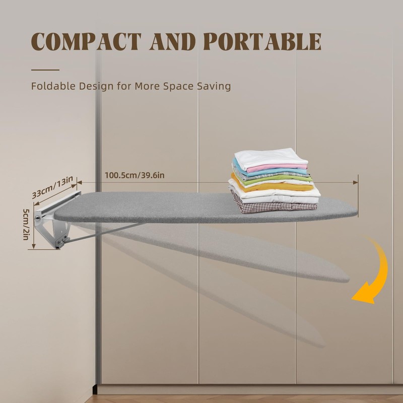 KONKENIE 160° Rotatable Wall Mounted Ironing Board 39"x12" Fold Down