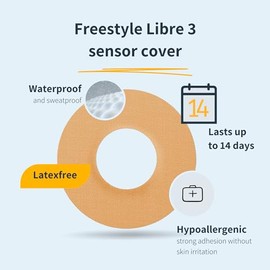 MySweetStitch MySweetStitch | Patch for Freestyle Libre 3 Sensor Waterproof, Breathable and Skin-Friendly (25 Pieces) | Made in Germany | Outer ? 60mm, Inner ? 20mm | Ice Blue