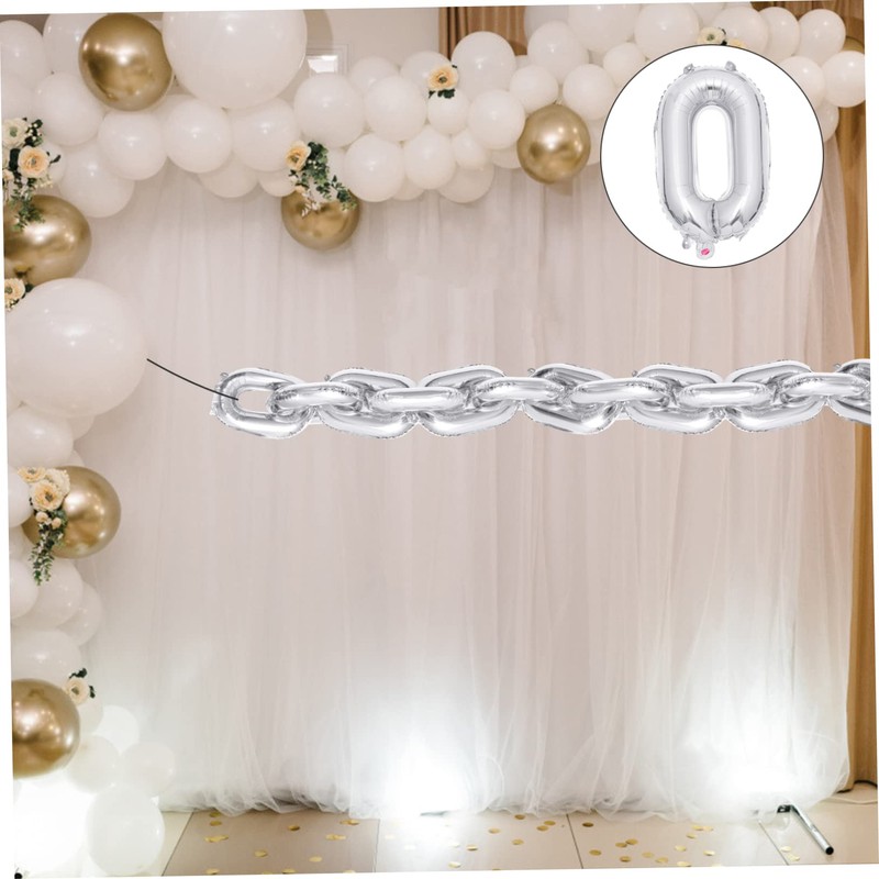 KONTONTY 20pcs Silver Foil Chain Balloons for Party Decoration Reusable