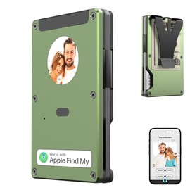 Wallet for Men,E-Ink Smart Stealth Wallet,NFC RFID Metal Card Holder,Build-in Airtag-Chip and Color E Ink Screen Can Custom Design Photo memos and More,for Men/Gifts for Ladies (Army Green)