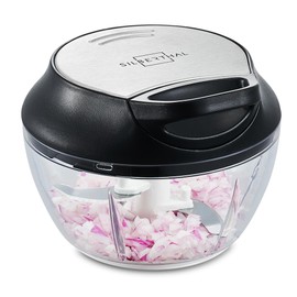 SILBERTHAL Onion Slicer - Multi Chopper with Pulley for Onion, Herbs, Nuts, Cream - 500 ml - Manual Chopper with 3 Japanese Steel Blades