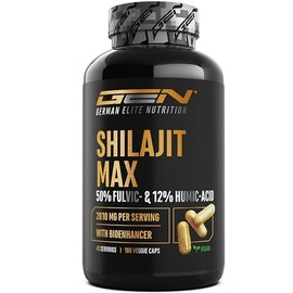 Mumijo Shilajit Max - 180 Capsules High Dose with 2000 mg per Daily Dose - Original 10:1 Extract with 50% Fulvic Acid + 12% Humic Acid + Bioenhancer - Without Unnecessary Additives, Vegan