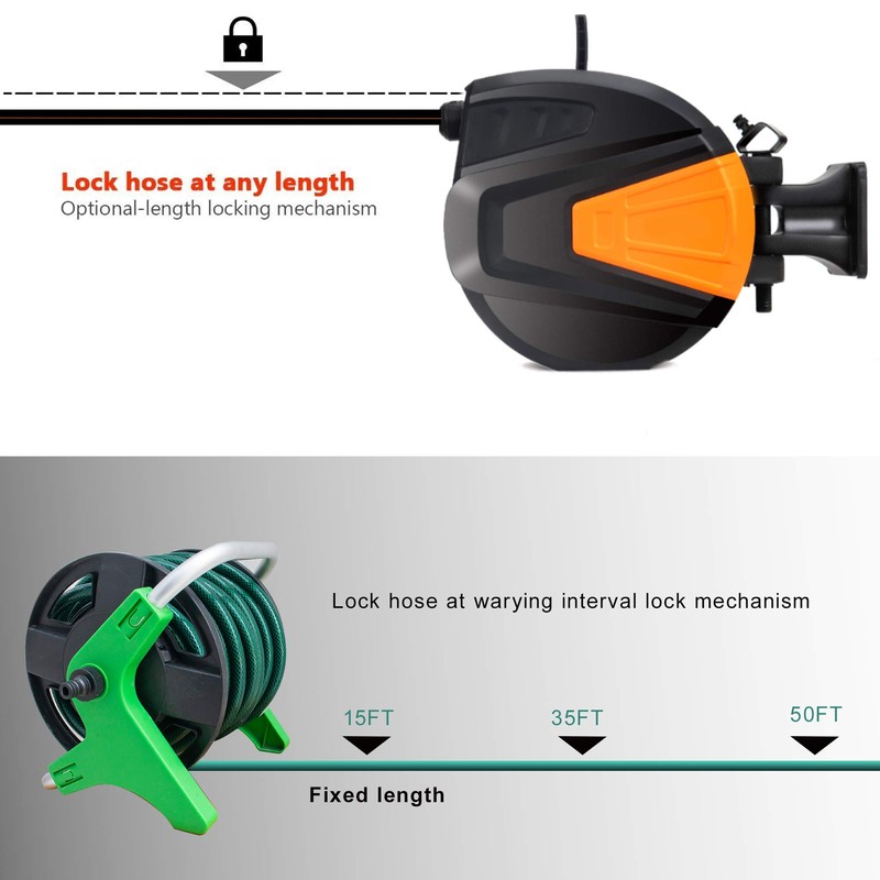 Ayleid Retractable Garden Hose Reel,3/8 in x 66 ft Wall