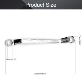 Utoolmart Torx Box Wrench, 14mm x 17mm Metric 12 Point Offset Double Box End Wrench, 225mm Length Wrench Repair Tool for Automotive Home Chrome Plated, Cr-V