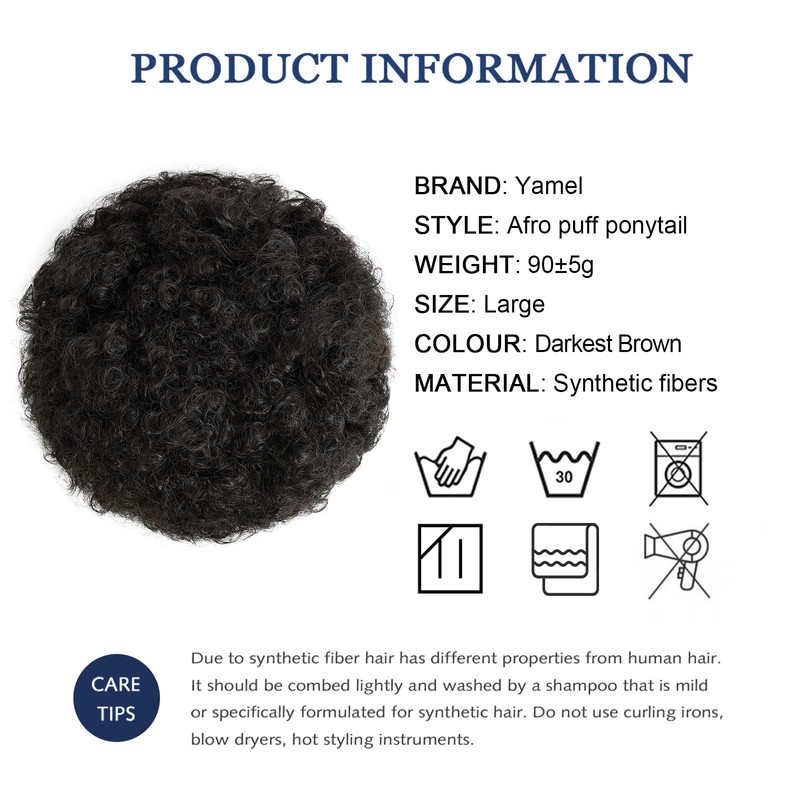 YAMEL Afro Puff Drawstring Ponytail Large Bun Extensions Darkest Brown