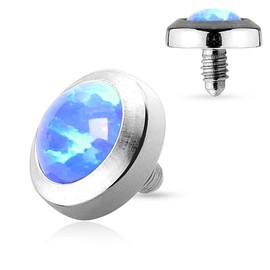 Tapsi´s Coolbodyart® Dermal Anchor Piercing Aufsatz Edelstahl Chirurgenstahl 316L Opal Flach Blau
