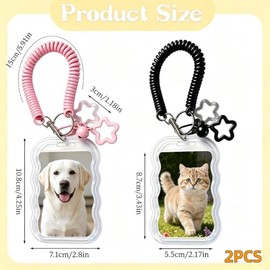 Juego de 2 bonitos soportes para tarjetas fotográficas, llavero Kpop, soporte para tarjetas fotográficas de 2 colores, protector decorativo para tarje