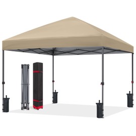 ABCCANOPY Pop Up Canopy - 10x10 Outdoor Patio Portable Canopy Tent with 4 Weight Bags (Light Brown)