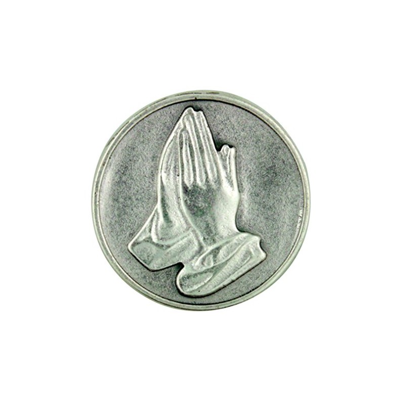Lumen Mundi Praying Hands Pocket Token Silver Tone Devotional with
