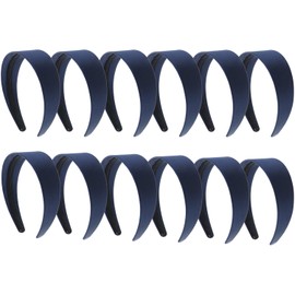 Navy 2 Inch Wide Satin Headband (Set of 12)