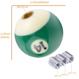 Arenbel 14 Pool Ball Car Racing Shifter Lever Stick Knob Polished Gear Shift Grip Speed Handles Fit Regular Manual Auto Vehicles, Green