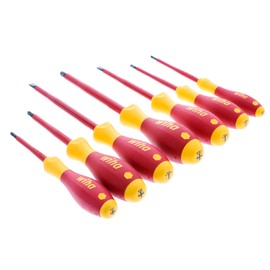 Wiha 32099 7 Piece Insulated SoftFinish Screwdriver Set, Long Reach, 1000-Volt VDE, Slotted and Phillips