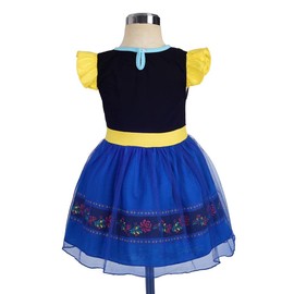 Dressy Daisy Vestidos de Disfraz de Princesa Anna con Collar y Trenza Peluca Aro de Pelo Diadema para Niñas Talla 5 años, Azul 144