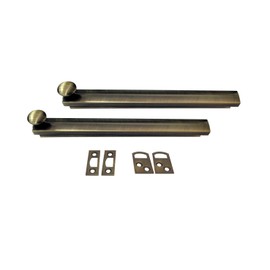 QCAA Heavy Duty Solid Brass Concealed Surface Bolt, 6", Polish Brass, 2 Pack, Made in Taiwan