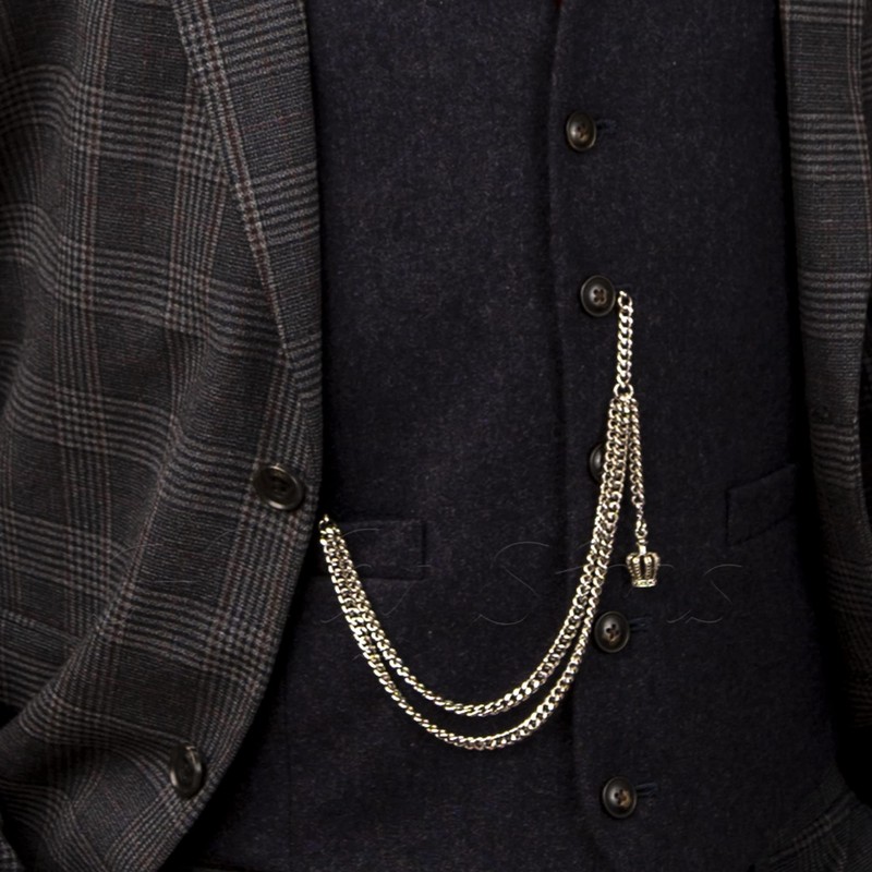 Handmade in The UK Silver Colour Single Albert Pocket Watch