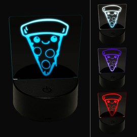 Sniggle Sloth Cute Kawaii Pepperoni Pizza 3D Illusion LED Night Light Sign Nightstand Desk Lamp