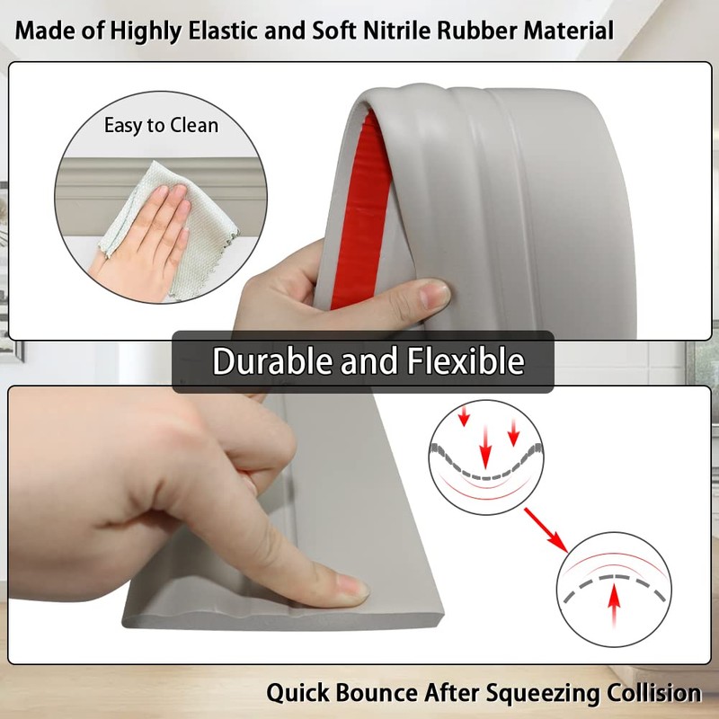 Wall Base Molding Trim Peel and Stick Rubber Baseboard Moulding