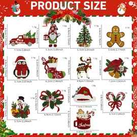 Christmas Iron on Patches for Clothes, 13Packs Red Merry Christmas Embroidered Sew on Appliques Xmas Tree Elk Snowman Dwarf Car Holly Theme Repair Patches DIY Crafts Accessories Gifts Decoration