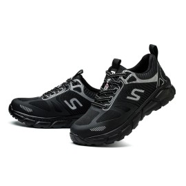 Men's Steel Toe Anti-Puncture Breathable Lightweight Indestructible Men's Breathable Woven Knit Shock Absorption Running ShoesColor: White, US Size: 7.5
